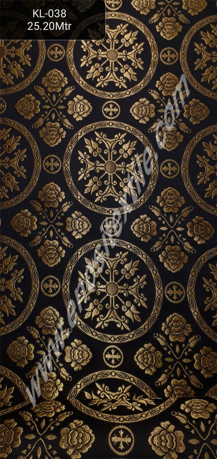 KL-038 Black-Gold Brocade Fabrics